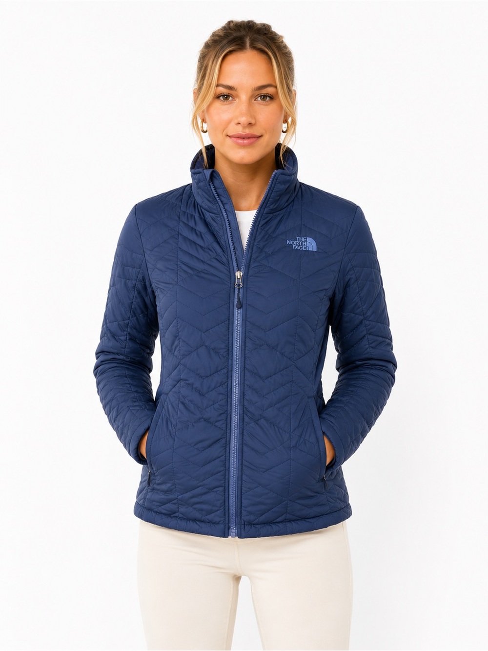 The North Face Women’s Chevron Quilted Insulated Jacket Blue F16 Sz Small